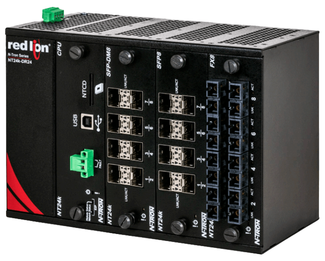 Red Lion Modular Industrial Ethernet Switch, NT24k-DR24